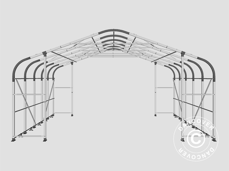 Tente de Stockage PRO 7x7x3,8m PVC avec lucarne, Vert