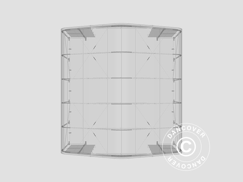 Noliktavas telts PRO 7x7x3,8m PVC ar gaismas caurlaidīgu jumta paneli, Pelēks