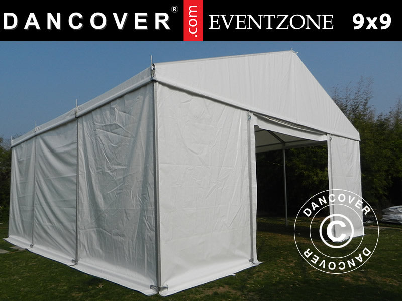 Tenda magazzino professionale EventZone 9x9m PVC, Bianco