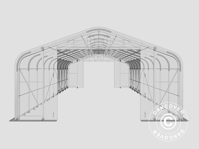 Carpa grande de almacén PRO 7x14x3,8m PVC con panel tragaluz de techo, Gris