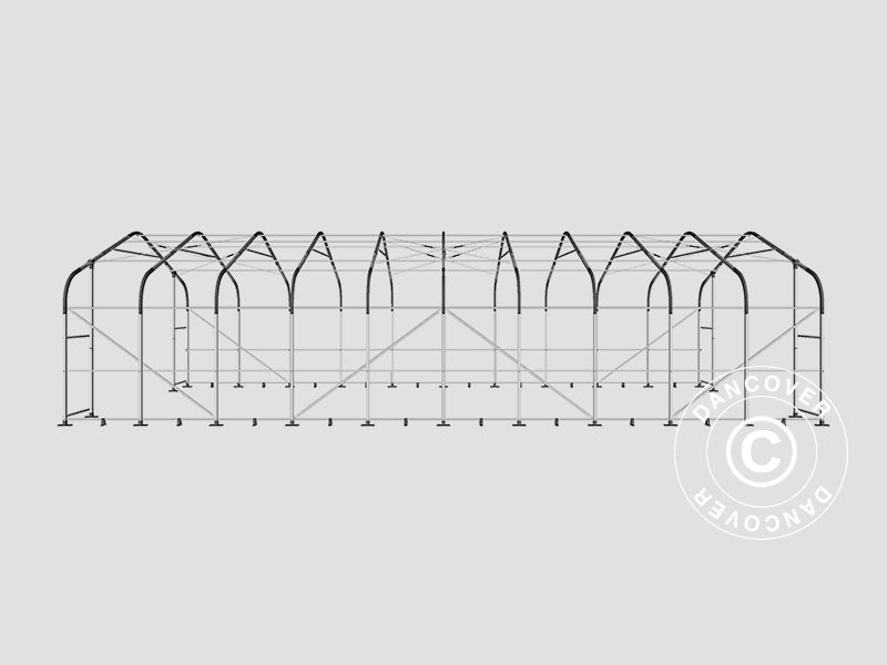 Tenda de armazenagem PRO 7x14x3,8m PVC c/painel de cobertura de teto, Cinza