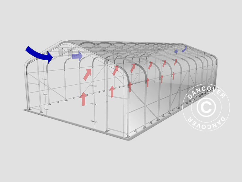 Storage shelter PRO 7x14x3.8 m PVC w/skylight, Green