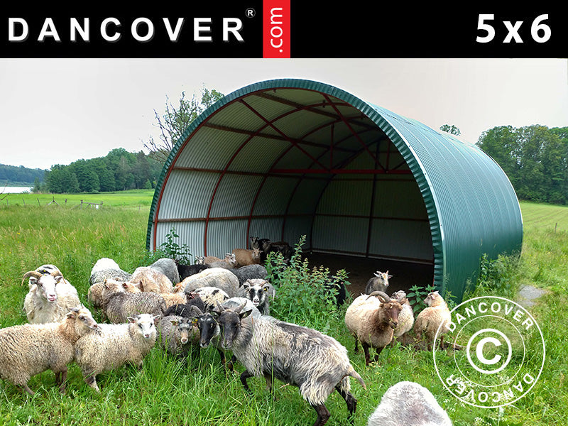 Livestock shelter/Arched storage shelter, 5x6x3.23 m, Dark Green