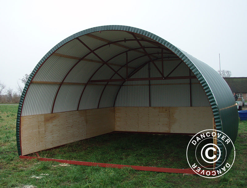 Bogenförmiges Weidezelt mit Holzpaneelen, 5x6x3,23m, Dunkelgrün