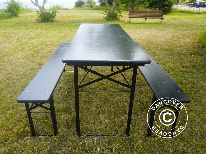 Set tafel en banken PRO 180x60x78cm, Zwart