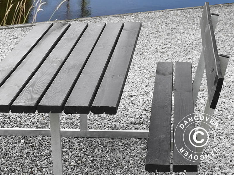 Piknika galds ar atzveltni, 1,8x1,75x0,85m, Melns