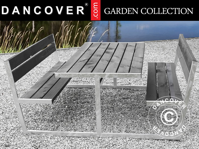 Seljatoega piknikulaud, 2,05x1,8x0,85m, Must