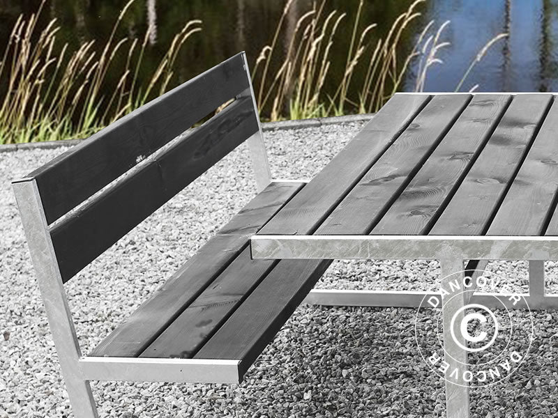 Picnic table w/backrest, 2.05x1.8x0.85 m, Black
