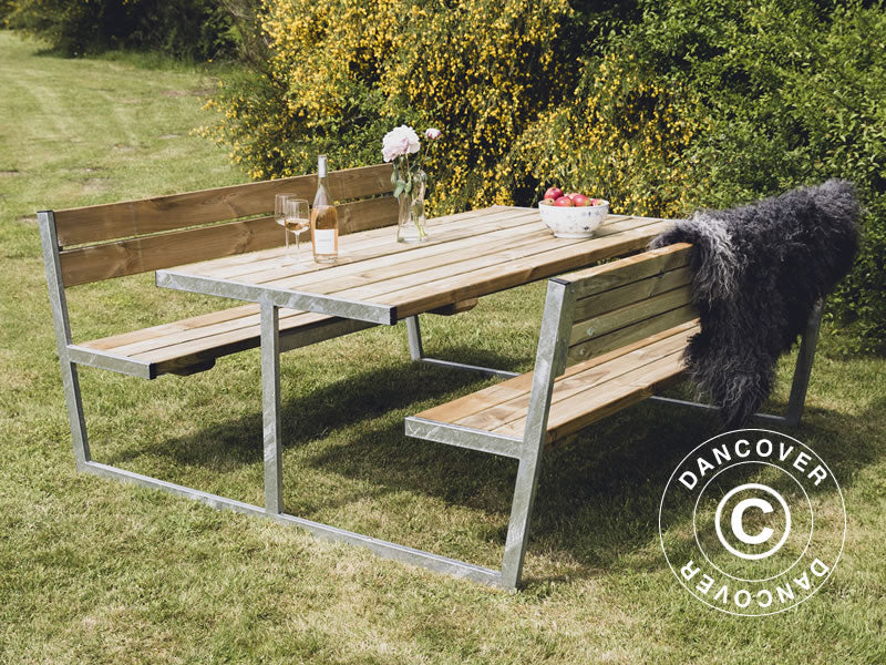 Picnic table w/backrest, 2.05x1.8x0.85 m, Wood