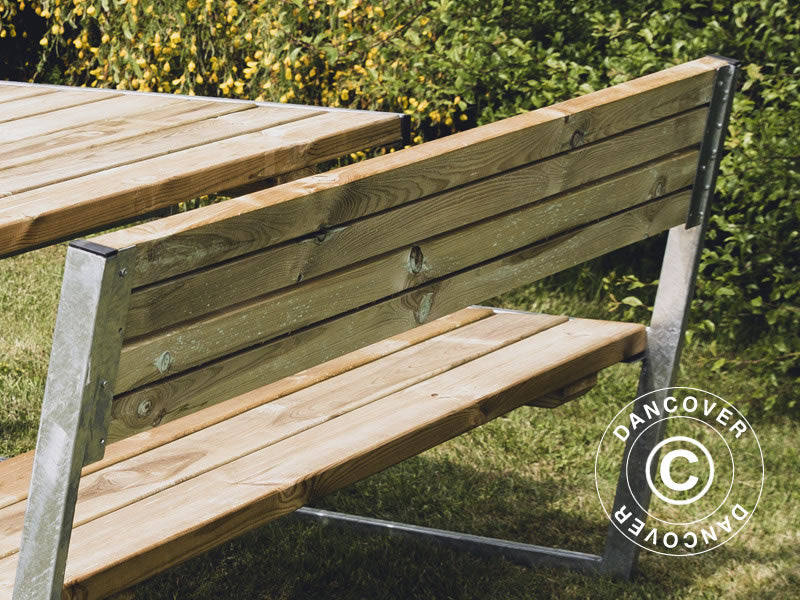 Piknik-pöytä selkänojalla, 2,05x1,8x0,85m, Puu