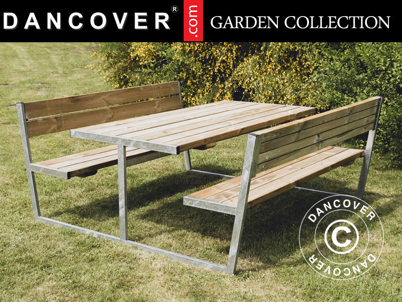 Picnic table w/backrest, 2.05x1.8x0.85 m, Wood