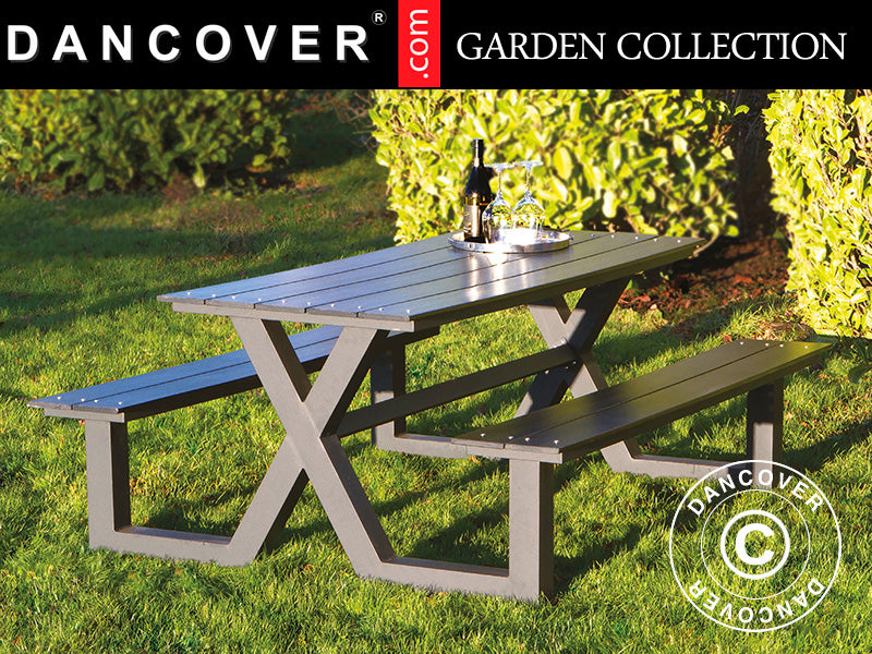 Piknikpöytä, Nonwood, 1,51x1,76x0,72m, Musta/Antrasiitti