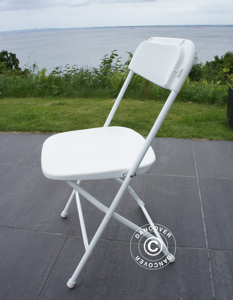 Ronde klaptafel 154 cm Ø + 8 stoelen, Lichtgrijs/Wit
