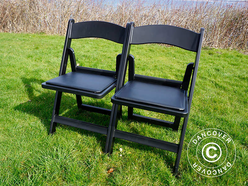 Padded Folding Chairs, Black, 44x46x77 cm, 4 pcs.