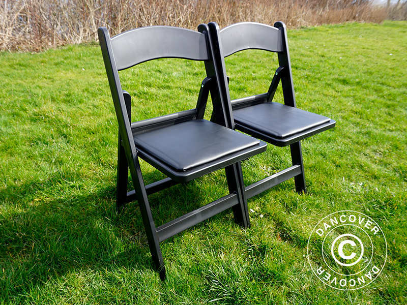 Padded Folding Chairs, Black, 44x46x77 cm, 4 pcs.