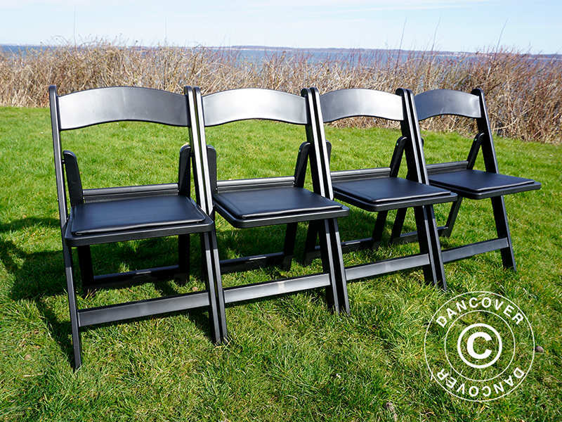 Padded Folding Chairs, Black, 44x46x77 cm, 24 pcs.