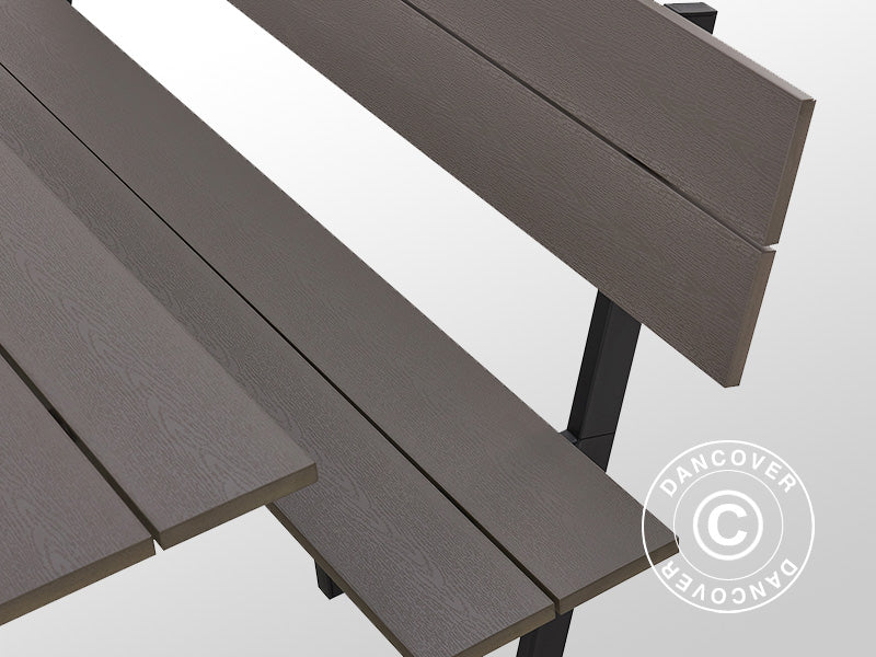 Picknicktisch mit Rückenlehne, Holzimitat, 1,75x1,86m, Schwarz/Anthrazit