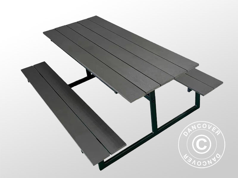 Table de pique-nique, bois non ligneux, 1,75x1,5m, Noir/Anthracite