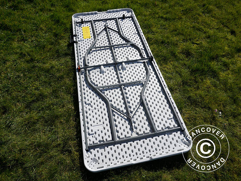 Pacchetto, Party 1 tavolo pieghevole (180cm) + 8 sedie, Grigio chiaro/Bianco