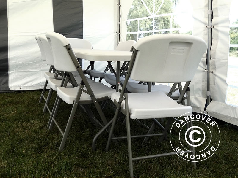 Folding Table Basic 180 + 8 Chairs Light Grey – Order now