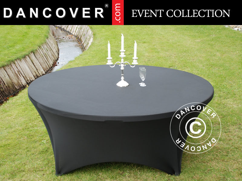 Stretch table cover Ø183x74 cm, Black