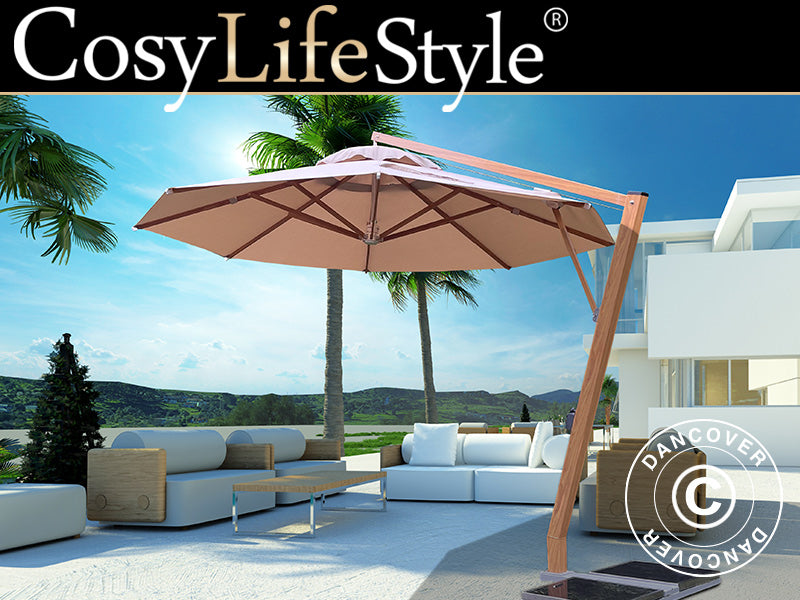 Parasol en porte à faux Bahamas, Ø4m, Sable