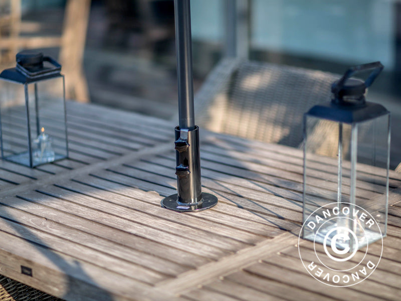 Sonnenschirmfuß für Holzterrasse, Silber