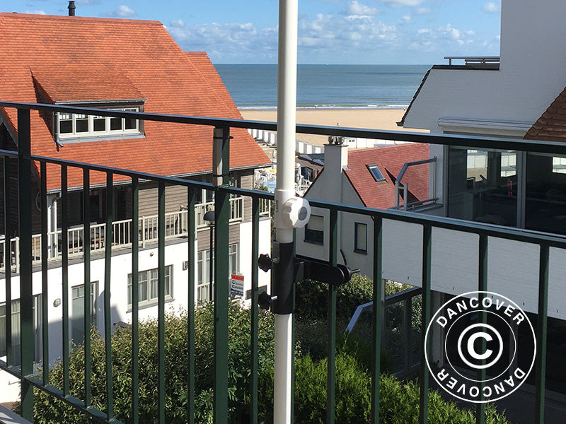 Skėčio nuo saulės laikiklis balkono tvorelei, Juoda