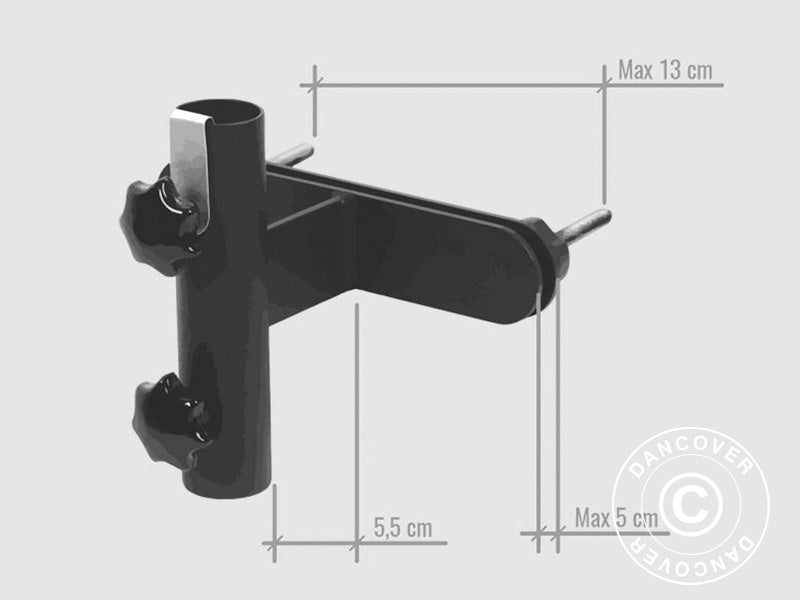 Skėčio nuo saulės laikiklis balkono tvorelei, Juoda