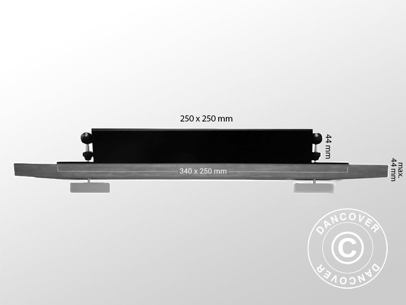 Base de parasol sur pied pour terrasse en bois, 25x25cm, Noir