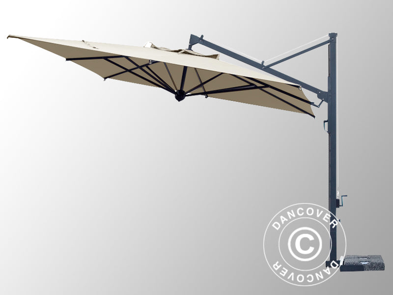 Parasol déporté Galileo Dark, 3,5x3,5m, Écru