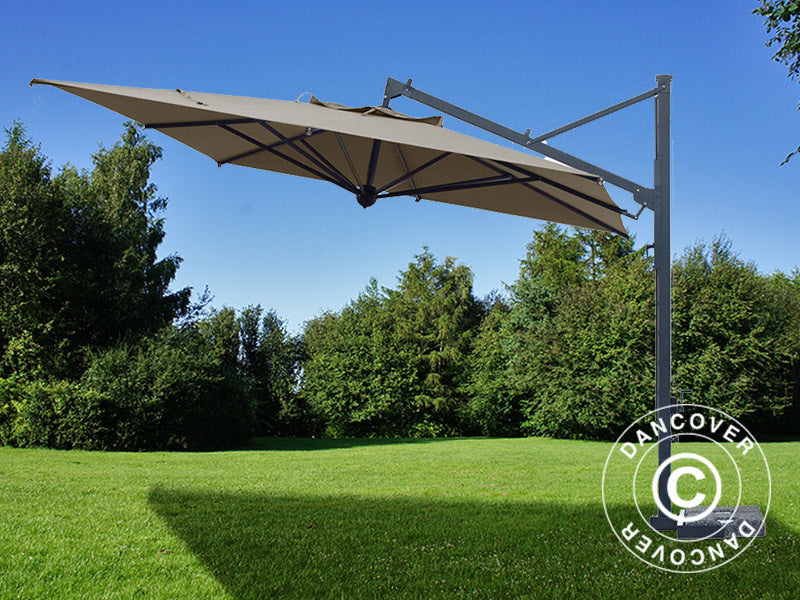 Cantilever parasol Galileo Dark, 3.5x3.5 m, Grey taupe