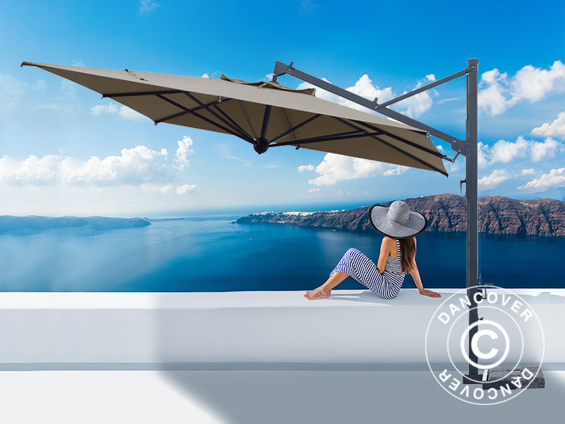 Cantilever parasol Galileo Dark, 3.5x3.5 m, Grey taupe