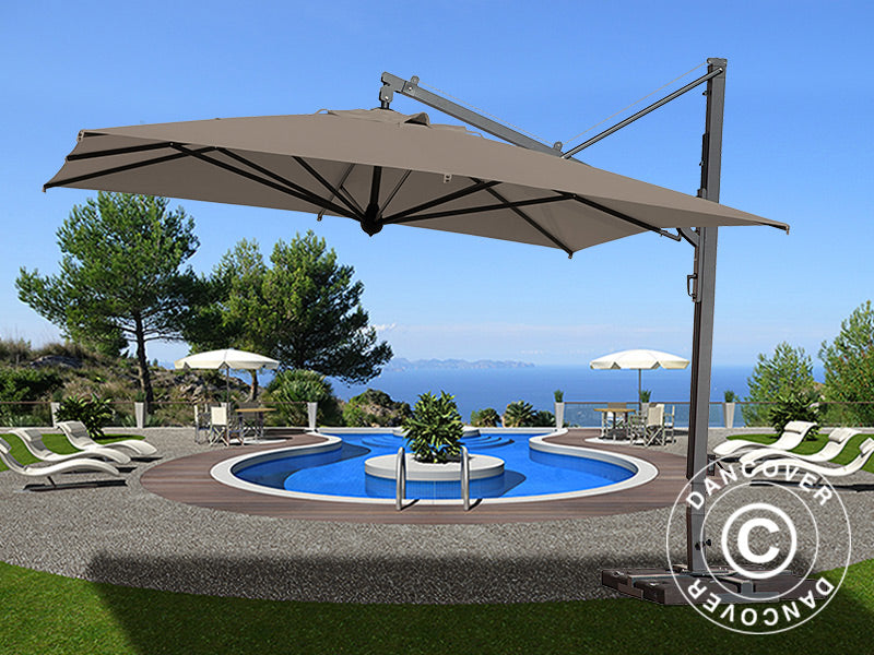 Cantilever parasol Galileo Maxi, 4x4 m, Grey taupe