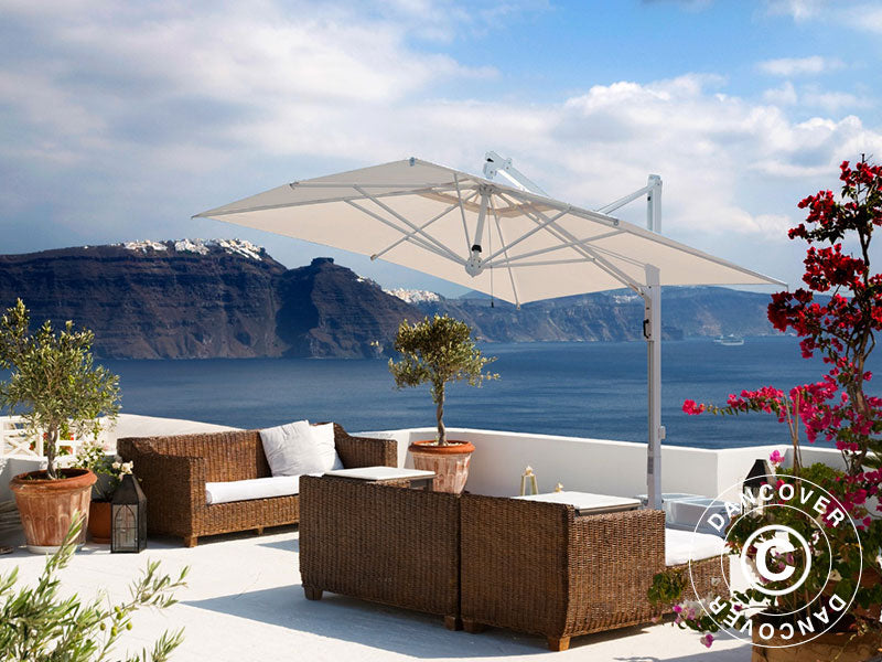 Riippuva aurinkovarjo Galileo White, 3,5x3,5m, Luonnonvalkoinen