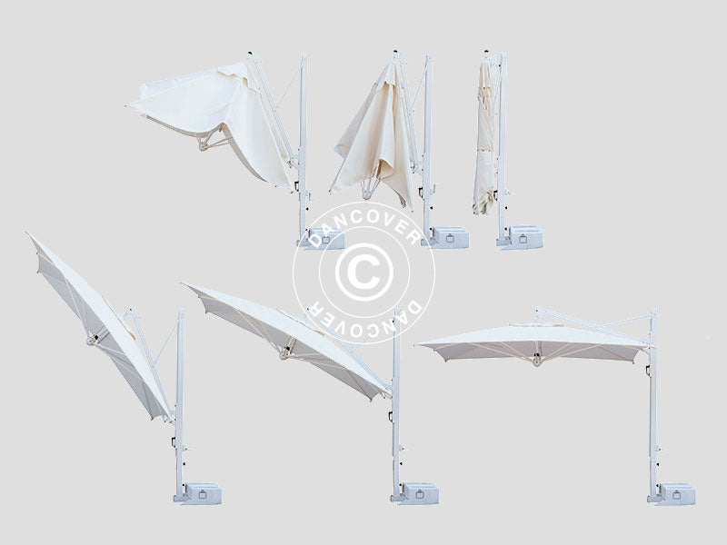 Freiarm-Sonnenschirm Galileo White, 3,5x3,5m, Ekrü
