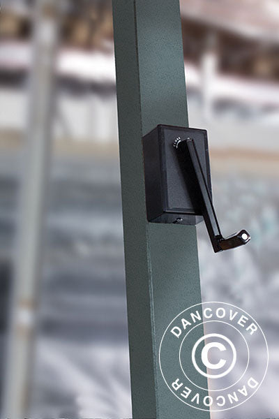 Skėtis su stovu Leonardo Braccio su apsiuvu, 3x4m, Nebalintos drobės spalvos