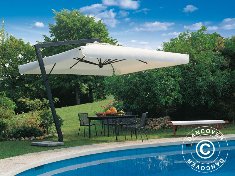 Cantilever parasol Leonardo Braccio with valance, 3x4 m, Ecru