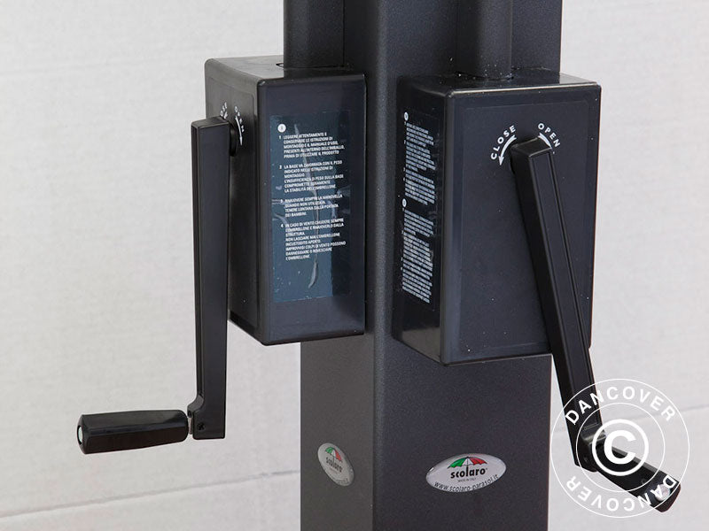 Cantilever parasol Alu Poker with valance, 4-double, 6x6 m, Ecru