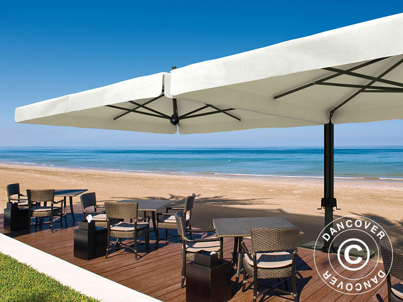 Parasol voladiza Alu Double con volante, 3x6m, Crudo