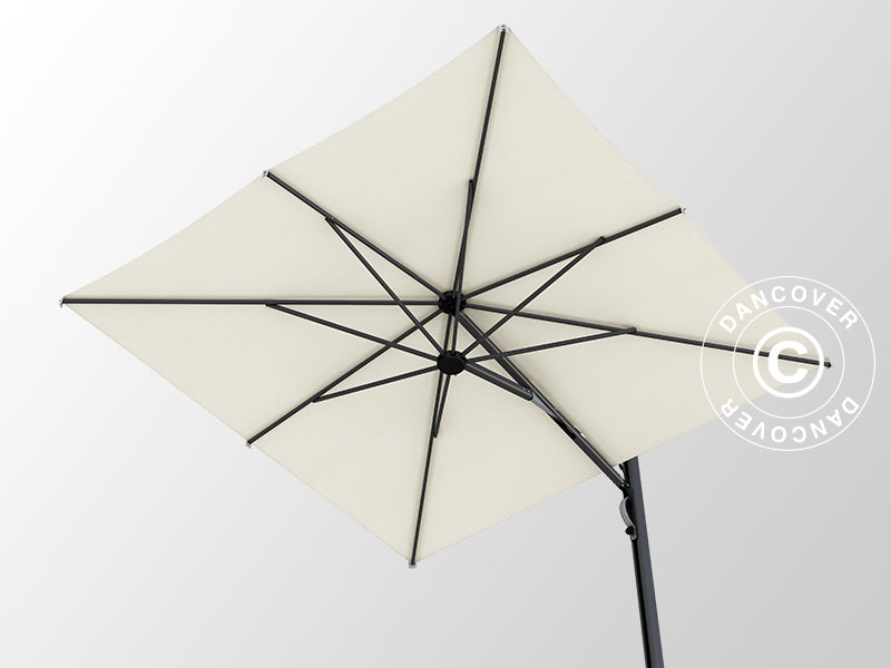 Cantilever parasol w/base, Galaxia Astro Carbon, 3x3 m, Ecru