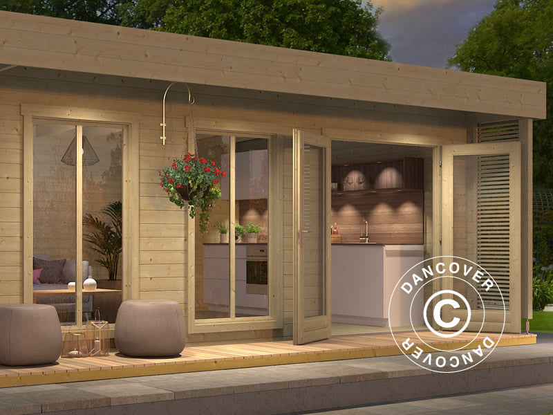 Cabine de Madeira Vienna, 5,7x3,8x2,45m, 40mm, Natural