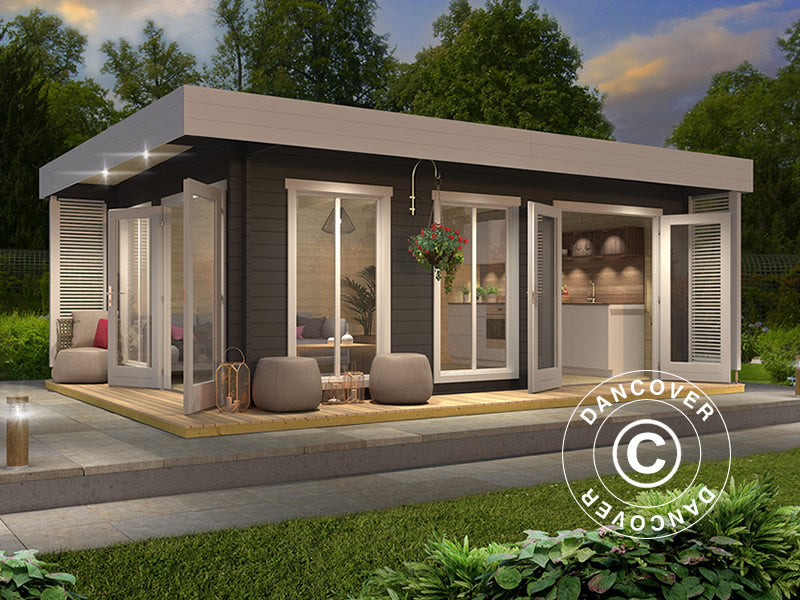 Wood Cabin Vienna 5,7x3,8x2,45m 40mm Dark Grey