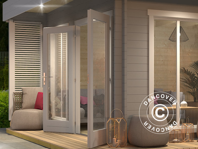 Wooden Cabin Vienna, 5.7x3.8x2.45 m, 40 mm, Light Grey