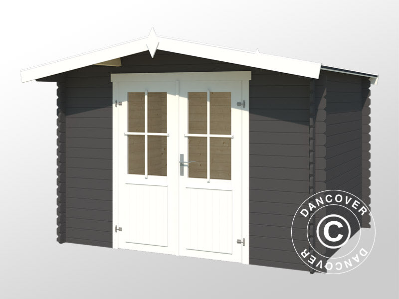 Wooden Shed Oslo 2.92x2.3x2.22 m, 28 mm, 6.43 m², Dark Grey