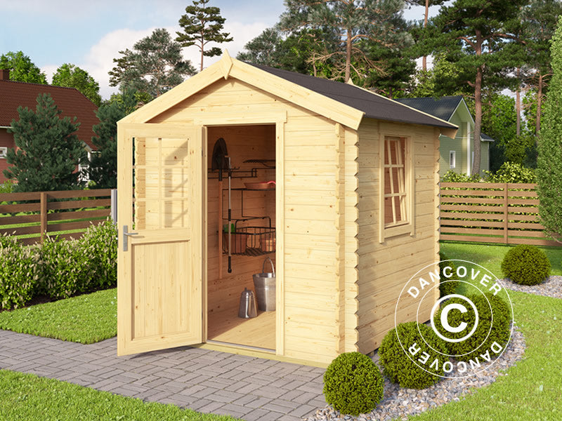 Holzschuppen Lyon 2x2x2,34m, 28mm, 3,78m², Naturbelassen