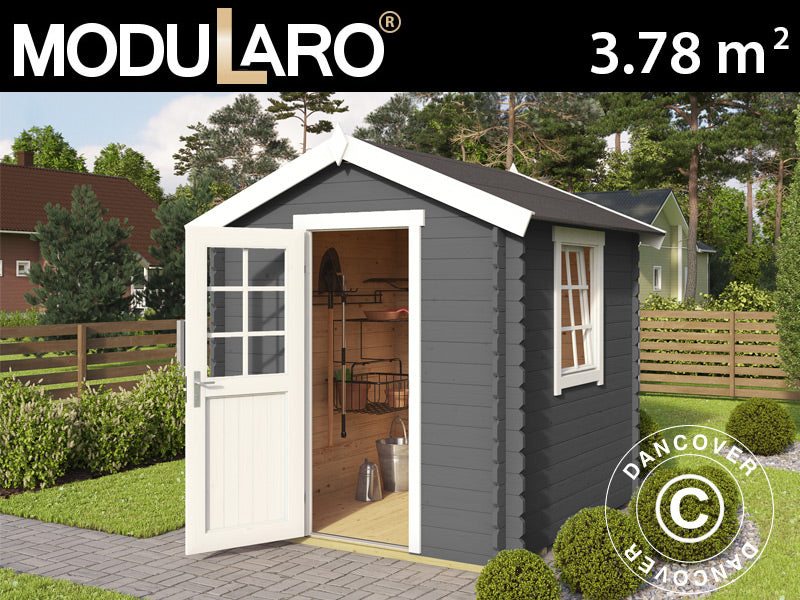 Abri en bois Lyon 2x2x2,34m, 28mm, 3,78m², Gris foncé