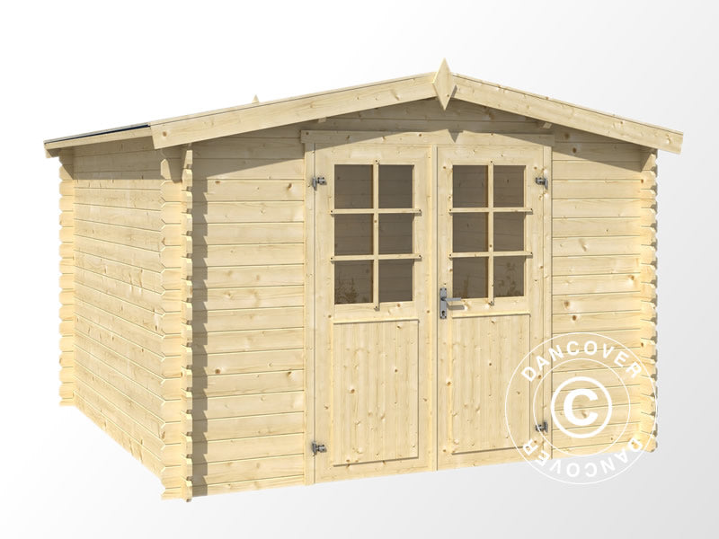Wooden Shed Trondheim 2.92x2.92x2.22 m, 28 mm, 8.5 m², Natural