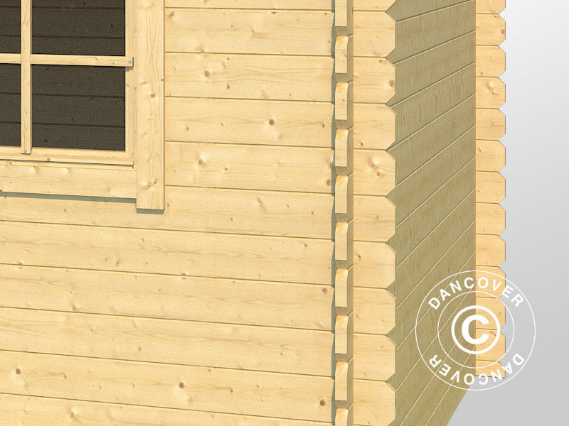 Wooden Shed Asker 3.8x2.3x2.11 m, 28 mm, 8.4 m², Natural