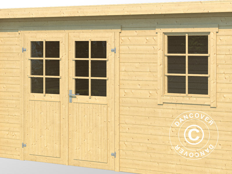 Wooden Shed Asker 3.8x2.3x2.11 m, 28 mm, 8.4 m², Natural